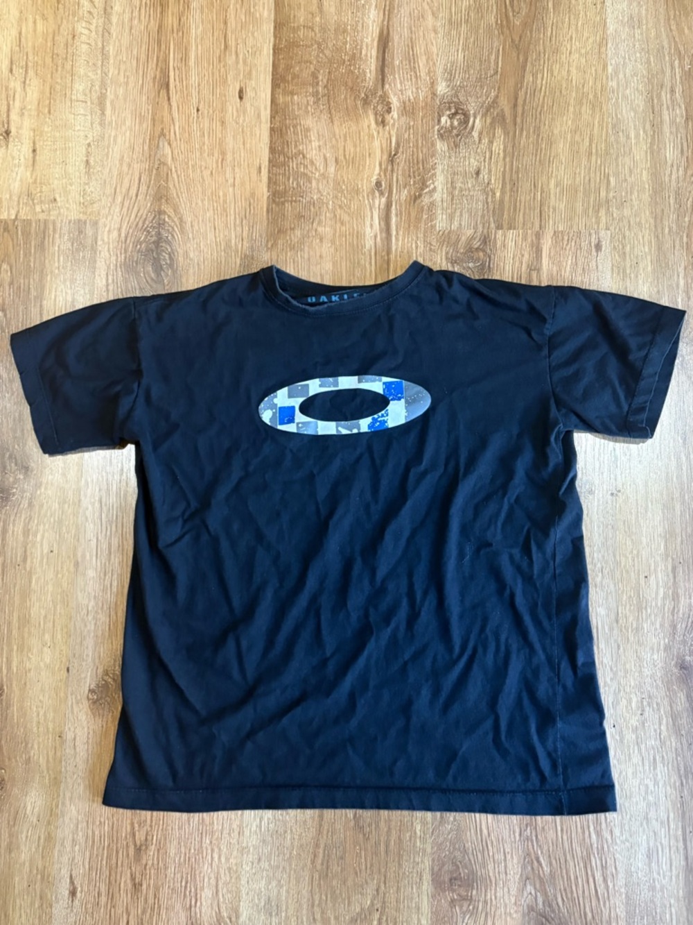 Oakley Black Tee with Blue Camo Oval Logo